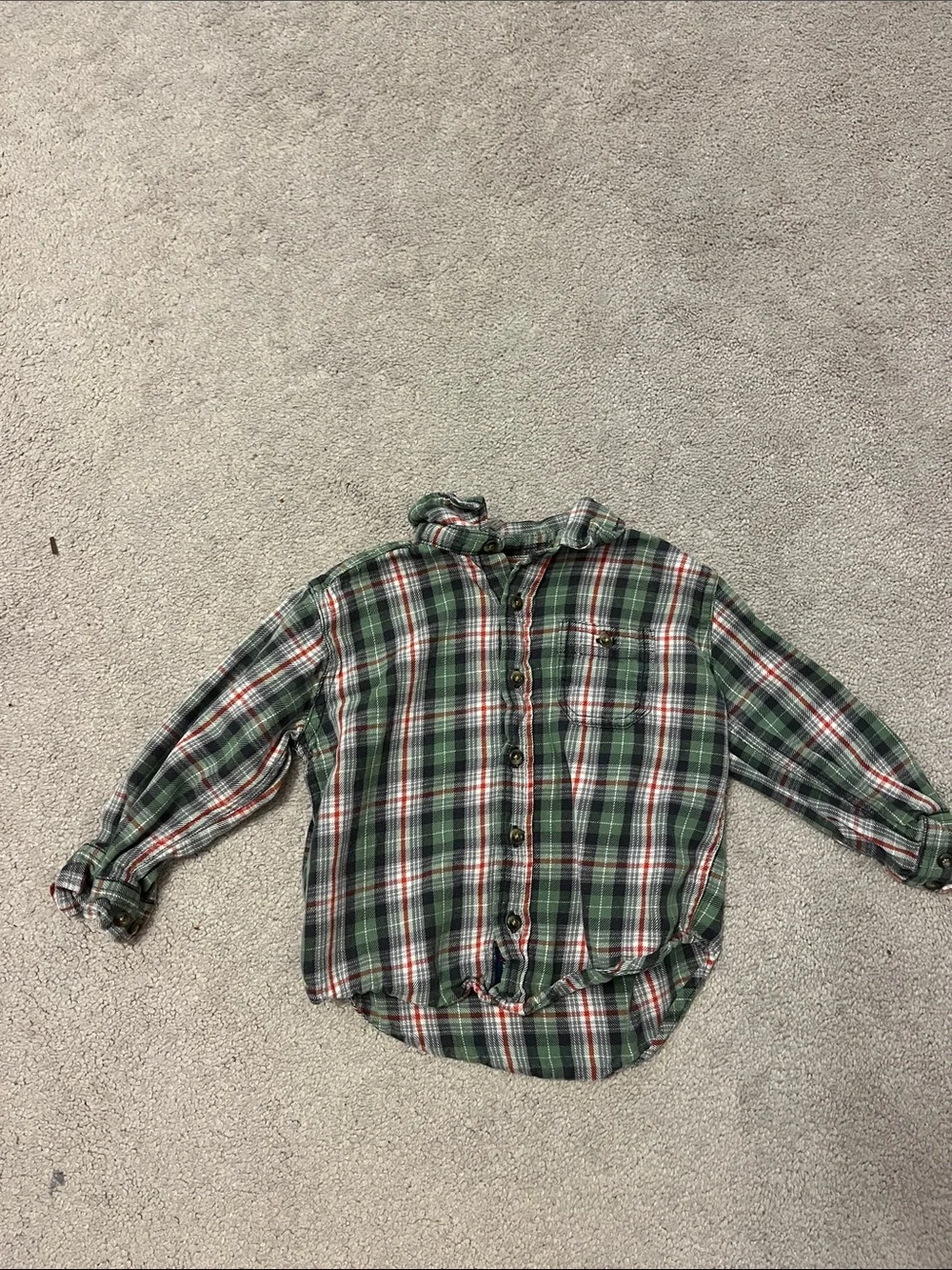 The Children's Place Green Plaid Button-Down Shirt with Red & White Accents